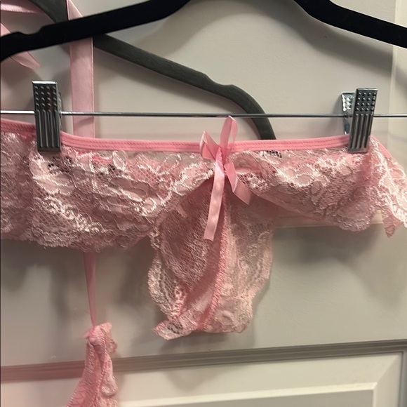 Pink Satin Chemise with Ruffled Trim - Picture 2 of 4